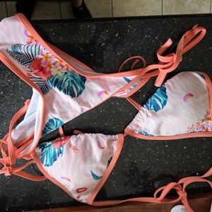 Dixxon Tropical Print Bikini with Coral Straps
